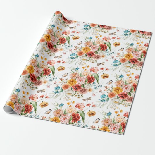 Garden Floral Pattern Geschenkpapier (Ungerollt)