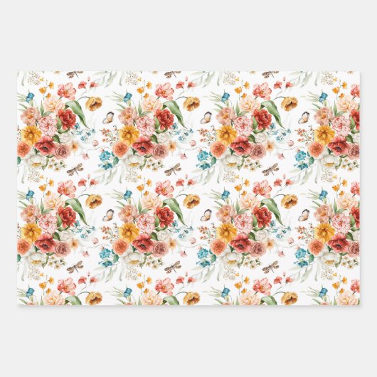 Garden Floral Pattern Geschenkpapier Set (Vorderseite 3)