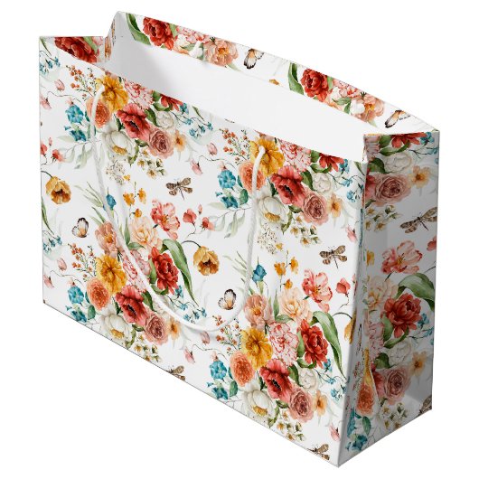Garden Floral Pattern Große Geschenktüte (Rückseite Schrägansicht)