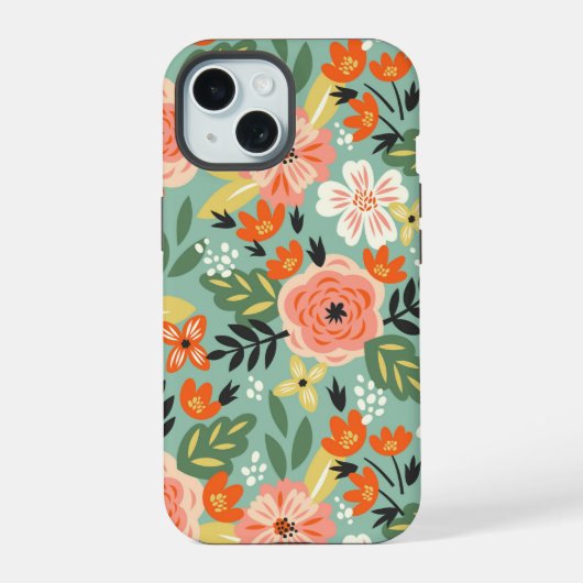 Garden Floral Pattern iPhone 15 Hülle (Rückseite)
