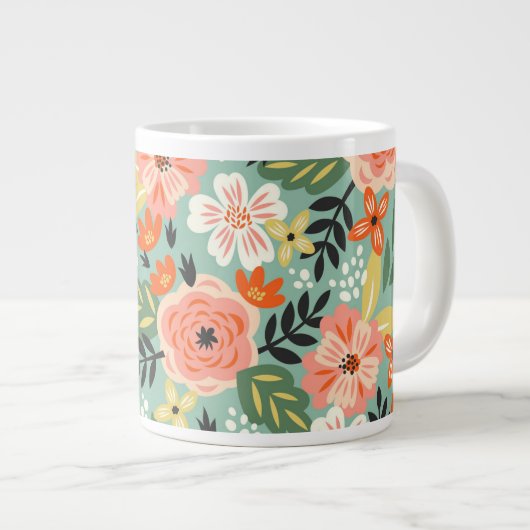 Garden Floral Pattern Jumbo-Tasse (Vorderseite Rechts)