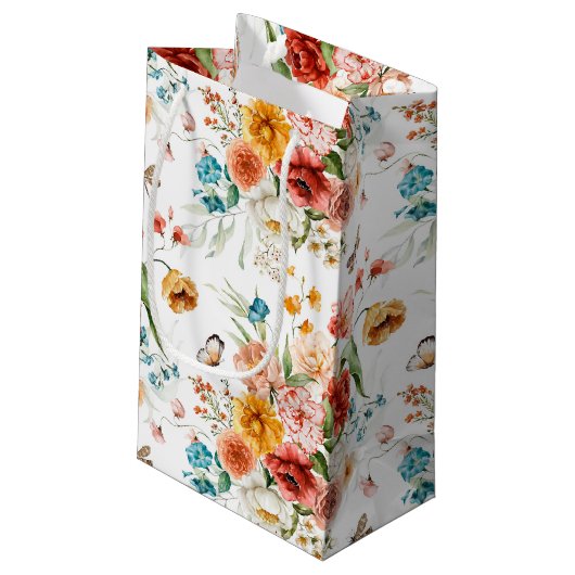 Garden Floral Pattern Kleine Geschenktüte (Rückseite Schrägansicht)