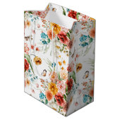 Garden Floral Pattern Mittlere Geschenktüte (Rückseite Schrägansicht)