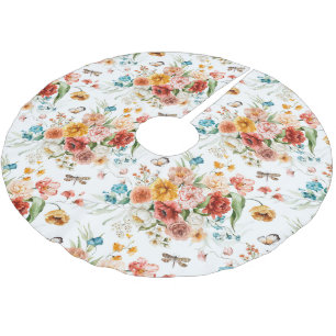 Garden Floral Pattern Polyester Weihnachtsbaumdecke