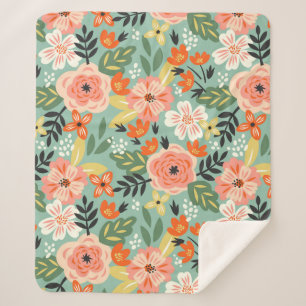 Garden Floral Pattern Sherpadecke