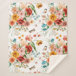 Garden Floral Pattern Sherpadecke