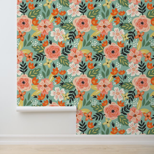 Garden Floral Pattern Tapete (Anwendung)