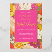 Garden Floral Pink Brautparty Folieneinladung (Vorderseite)