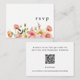 Garden Floral QR Code Wedding RSVP Card Begleitkarte