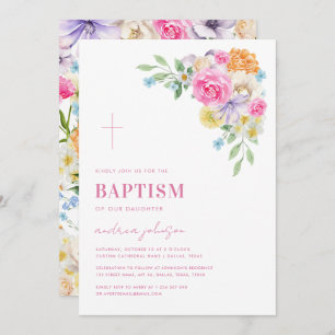 Garden Floral Spring Summer Christening Taufe Einladung
