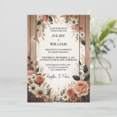 Garden Floral Spring Wood Boho Rustikale Hochzeit Einladung (Stehend Vorderseite)