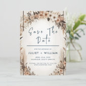 Garden Floral Spring Wood Boho Rustikale Hochzeit Save The Date (Stehend Vorderseite)