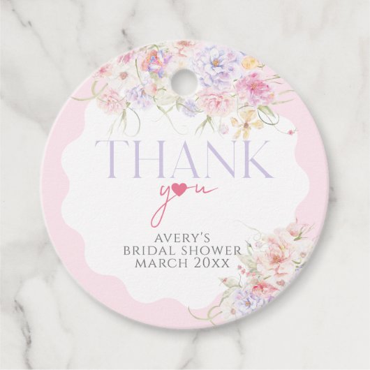 Garden Floral Wavy Wildblume Modernes Brautparty Geschenkanhänger (Vorderseite)