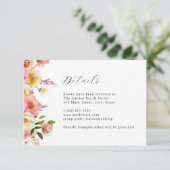 Garden Floral Wedding Details Card Einladung (Stehend Vorderseite)