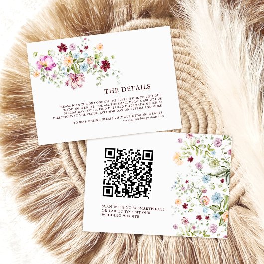 Garden Floral Wedding QR Code Details  Begleitkarte