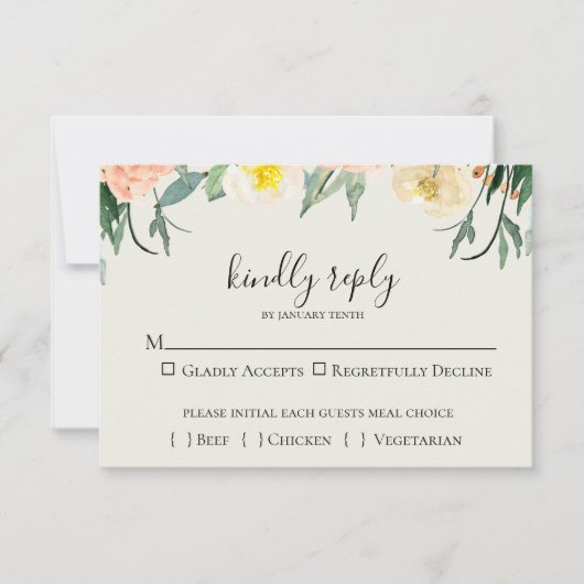 Garden Floral Wedding RSVP Card Karte (Vorderseite)