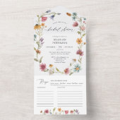 Garden Floral Wildblume Brautparty All In One Einladung (Innen Boden)