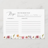 Garden Floral Wildblume Brautparty Rezept Begleitkarte (Vorderseite)