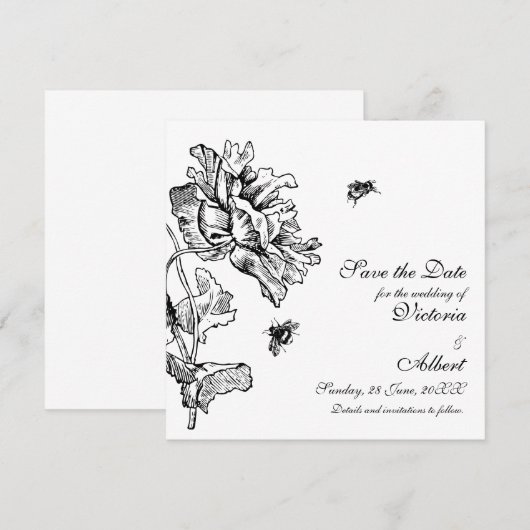 Garden Florals Wedding Einladung (Vorne/Hinten)