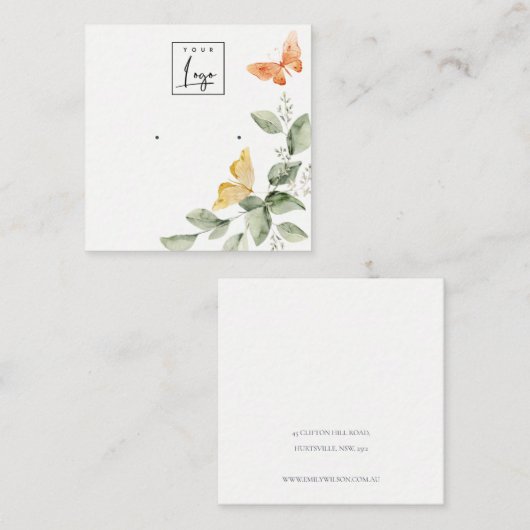 Garden Foliage Butterfells-Logo Quadratische Visitenkarte (Vorne/Hinten)