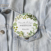 Garden Foliage Green Wreath Wedding Party Button (Beispiel)