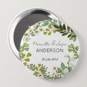 Garden Foliage Green Wreath Wedding Party Button (Vorne & Hinten)
