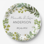 Garden Foliage Green Wreath Wedding Party Pappteller (Vorderseite)