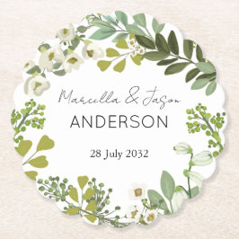 Garden Foliage Green Wreath Wedding Party Untersetzer