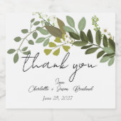 Garden Foliage Grüne Reben Hochzeit Vielen Dank Alkoholflaschenetikett (Einzelnes Label)