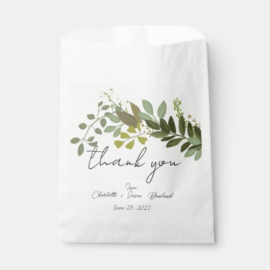 Garden Foliage Grüne Reben Hochzeit Vielen Dank Geschenktütchen (Vorderseite)