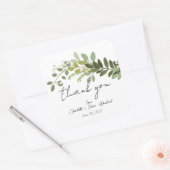 Garden Foliage Grüne Reben Hochzeit Vielen Dank Quadratischer Aufkleber (Umschlag)