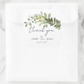Garden Foliage Grüne Reben Hochzeit Vielen Dank Quadratischer Aufkleber (Tasche)
