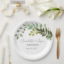 Garden Foliage Grüne Reben Hochzeitsfeier Pappteller