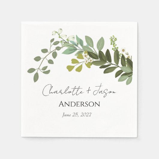 Garden Foliage Grüne Reben Hochzeitsfeier Serviette (Vorderseite)
