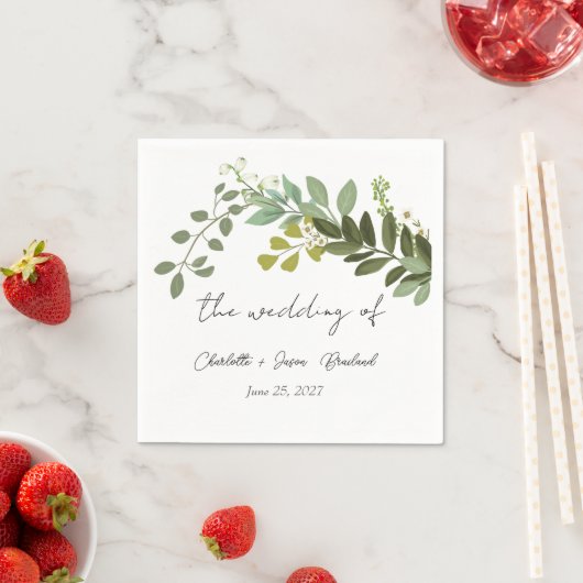 Garden Foliage Grüne Reben Hochzeitsfeier Serviette (Beispiel)