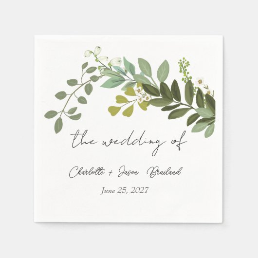 Garden Foliage Grüne Reben Hochzeitsfeier Serviette (Vorderseite)