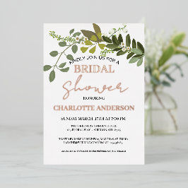 Garden Foliage Grüne Weinreben Brautparty Gold Folieneinladung