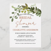 Garden Foliage Grüne Weinreben Brautparty Gold Folieneinladung (Vorderseite)