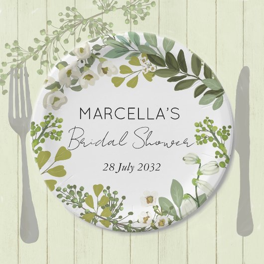 Garden Foliage Grünes Brautparty Pappteller