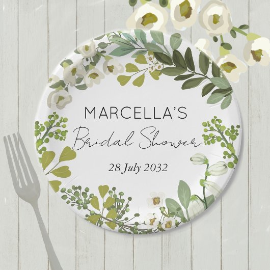 Garden Foliage Grünes Brautparty Pappteller