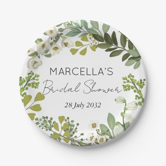 Garden Foliage Grünes Brautparty Pappteller (Vorderseite)