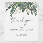 Garden Foliage Nature Green Wedding Vielen Dank Weinetikett (Einzelnes Label)