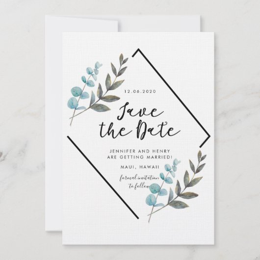 Garden Foliage Save the Date Card Einladung (Vorderseite)