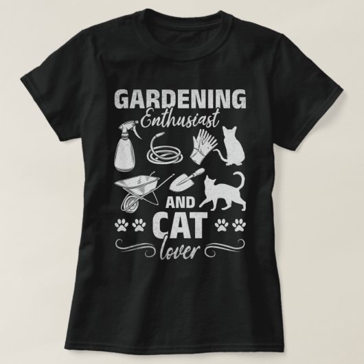 Garden Gardening Enthusiast And Cat Lover Gardener T-Shirt (Design vorne)