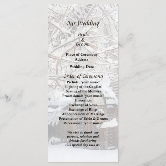 Garden Gate in Winter Wedding Programm (Vorderseite)