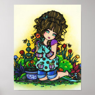 Garden Girl Bumblebee Tulip Art von Hannah Lynn Poster