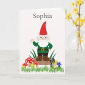 Garden Gnome Birthday Personalize Name Age Card Karte (Gelbe Blume)