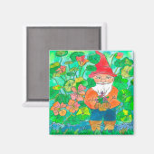 Garden Gnome Blume Magnet (Vorderseite/Rückseite)