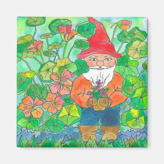 Garden Gnome Blume Magnet (Vorne)