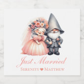 Garden Gnome Fairytale Rustikale Hochzeit nur verh Schaumweinetikett (Einzelnes Label)